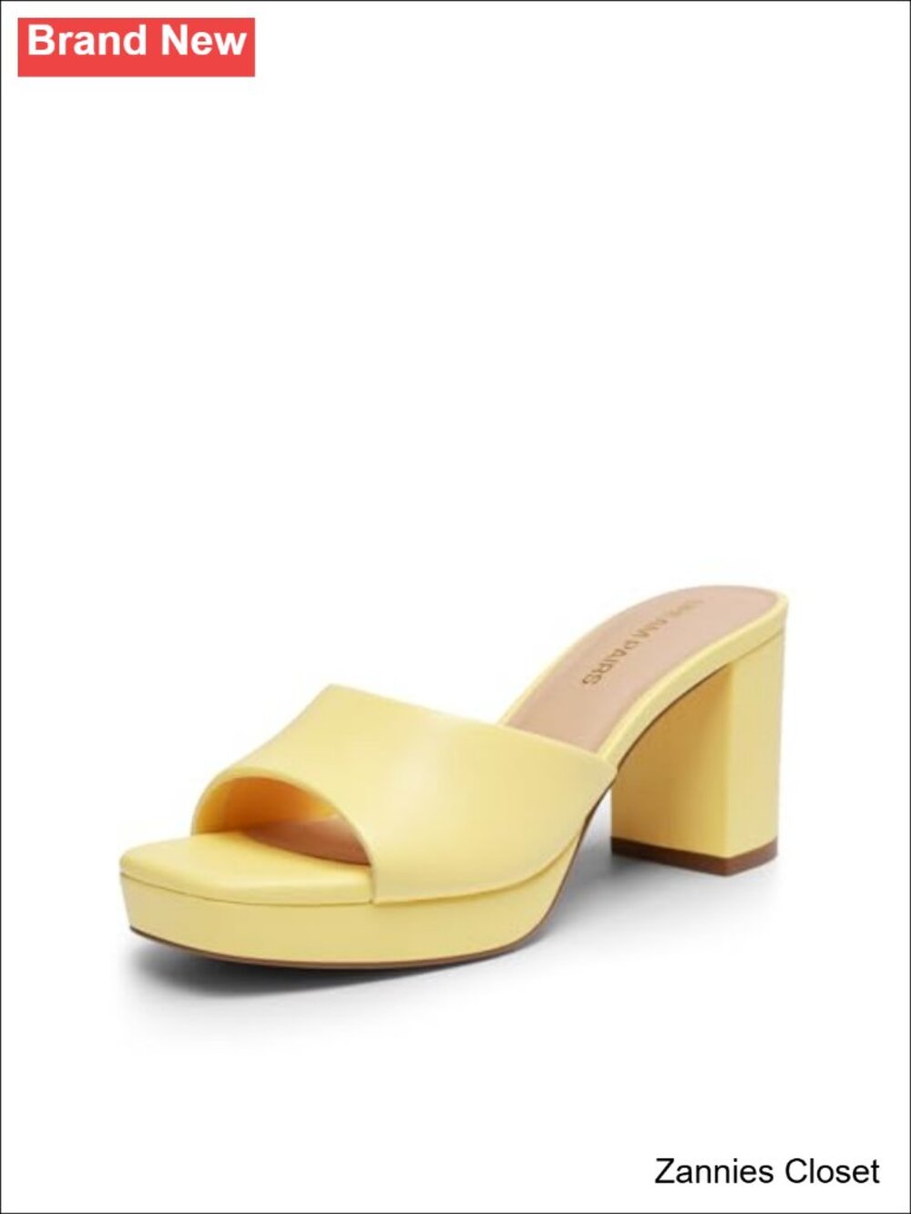 ✨ DREAM PAIRS Platform Block Heel Mule Sandals Faux Leather Square Toe Slip On